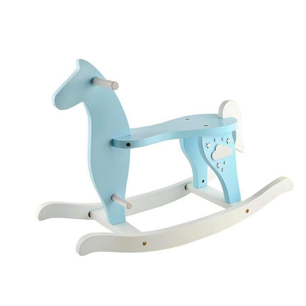 Cavallo A Dondolo In Legno Per Bambini Con Poggiapiedi E Ampio Sedile
