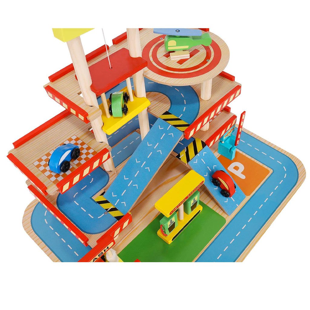 Garage Giocattolo In Legno Dettaglio Dall'alto