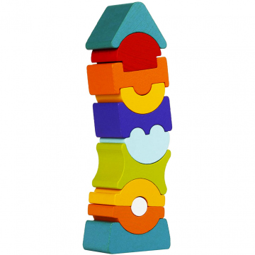 Gioco Torre Mattoncini Colorati In Legno Per Bambini