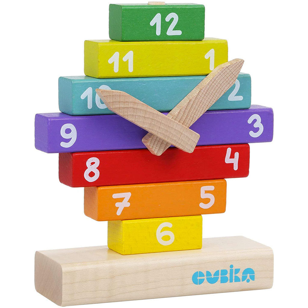 Orologio per bambini da costruire: set da 10 pezzi colorati in legno