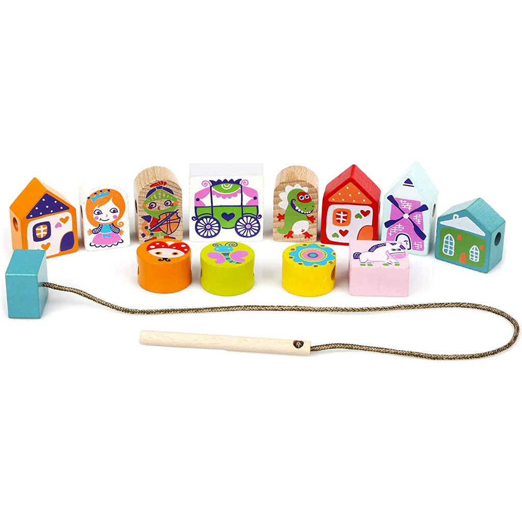 Perline Da Infilare Per Bambini In Legno Cubika