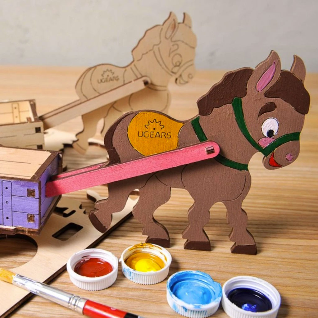 Asinello da colorare per bambini: bellissimo modello 3D in legno