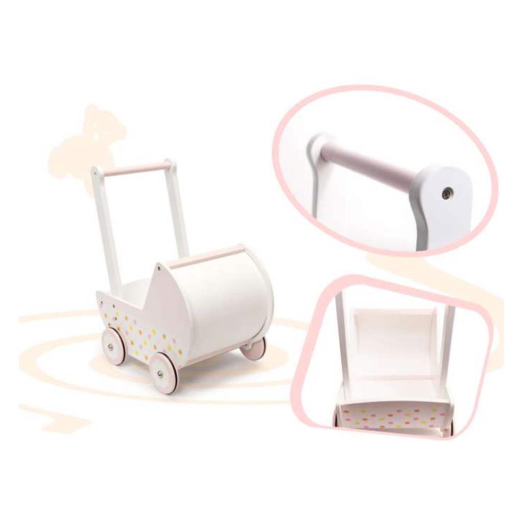 Passeggino Per Bambole In Legno