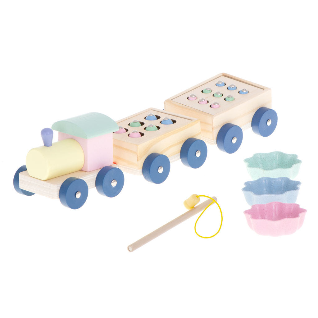 Trenino In Legno Colorato E Gioco Pesca