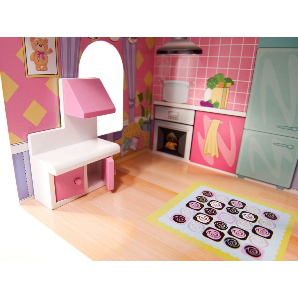 Casa Delle Bambole In Legno Rosa