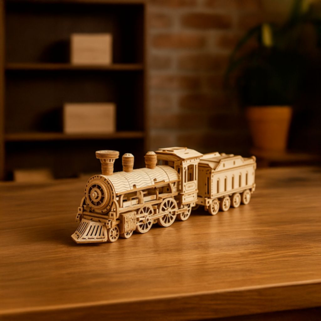 Puzzle In Legno 3d Locomotiva Con Tender In Legno